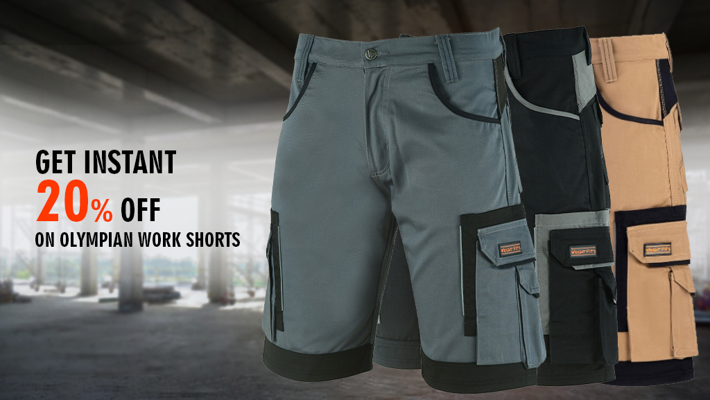 Get Instant 20% Off On Olympian Work Shorts