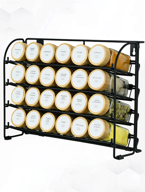 ToughHub 24 Pcs Glass Spice Jars with Bamboo Lids – For Herbs & Kitchen Organizer