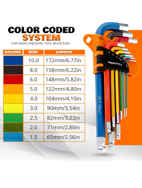 WrightFits Ball-End Hex Key Set Metric and Imperial