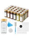 ToughHub 24 Pcs Glass Spice Jars with Bamboo Lids – For Herbs & Kitchen Organizer
