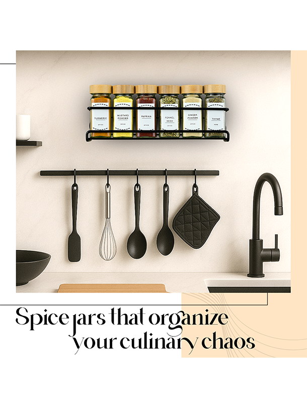 ToughHub 24 Pcs Glass Spice Jars with Bamboo Lids – For Herbs & Kitchen Organizer