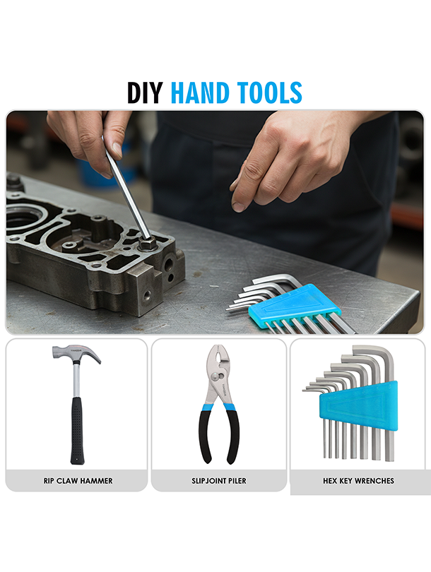 Toughhub® 134-Piece Home Tool Kit Set  - HouseHold Tool Kit and Ideal for Car DIY  enthusiasts Hand Tools Set with Hammer, Hex Keys, Screwdrivers, Sockets, Measuring Tape, Fasteners & Tool Box – Complete Repair & Maintenance Set