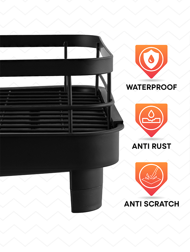 ToughHub Extendable Dish Drainer Rack – Multifunctional Anti-Rust Metal Sink Drainer Rack for  Kitchen Counter