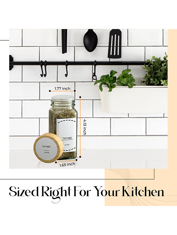 ToughHub 12 Pcs Glass Spice Jars with Bamboo Lids – For Herbs & Kitchen Organizer