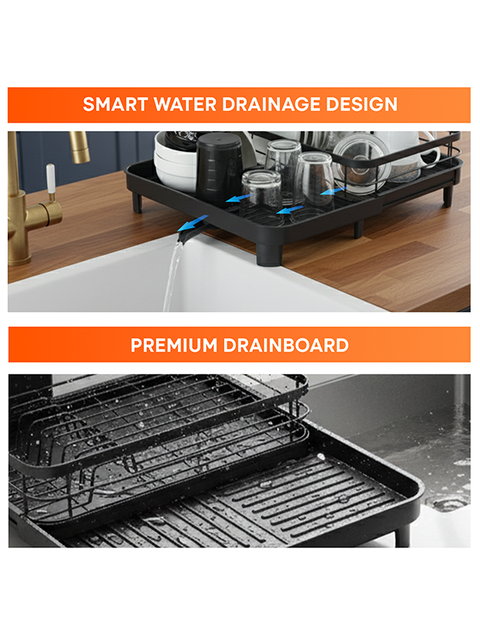ToughHub Extendable Dish Drainer Rack – Multifunctional Anti-Rust Metal Sink Drainer Rack for  Kitchen Counter