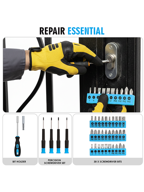 Toughhub® 134-Piece Home Tool Kit Set  - HouseHold Tool Kit and Ideal for Car DIY  enthusiasts Hand Tools Set with Hammer, Hex Keys, Screwdrivers, Sockets, Measuring Tape, Fasteners & Tool Box – Complete Repair & Maintenance Set