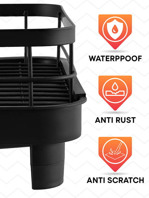 ToughHub Extendable Dish Drainer Rack – Multifunctional Anti-Rust Metal Sink Drainer Rack for  Kitchen Counter