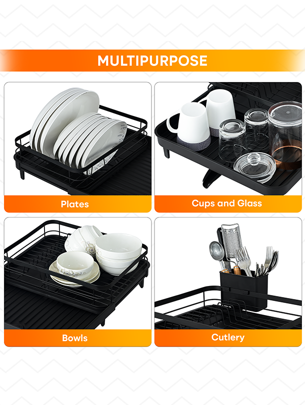 ToughHub Extendable Dish Drainer Rack – Multifunctional Anti-Rust Metal Sink Drainer Rack for  Kitchen Counter