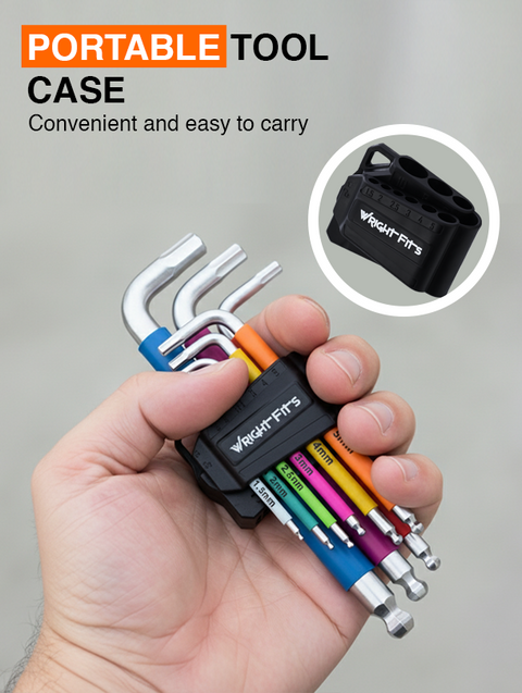 WrightFits Allen Key Set | 9 Pieces Diamond Cut Metric Hex Key Set | PE