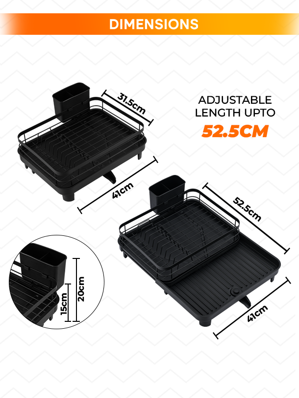 ToughHub Extendable Dish Drainer Rack – Multifunctional Anti-Rust Metal Sink Drainer Rack for  Kitchen Counter