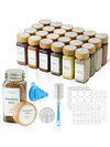 ToughHub 24 Pcs Glass Spice Jars with Bamboo Lids – For Herbs & Kitchen Organizer