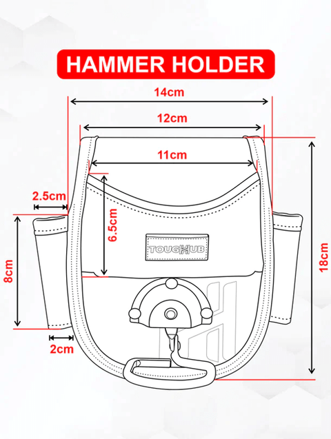 ToughHub tool belts-tool pouch-nylon tool belt-tool belt pouch-Hammer Holder-Dimension image