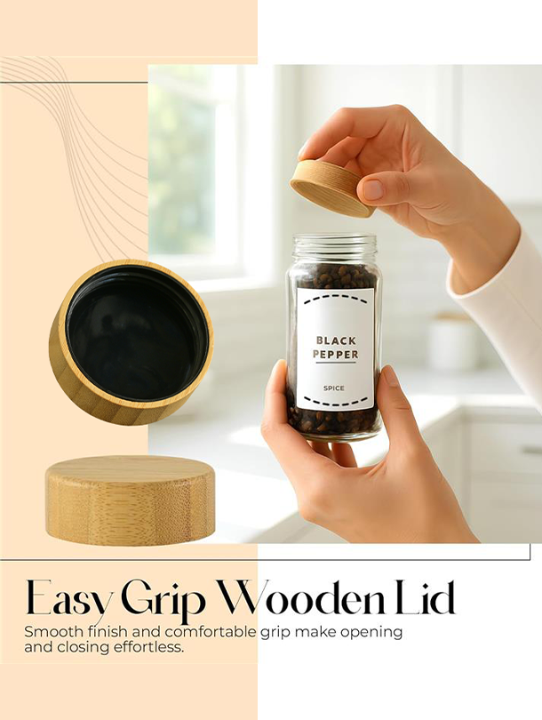 ToughHub 12 Pcs Glass Spice Jars with Bamboo Lids – For Herbs & Kitchen Organizer