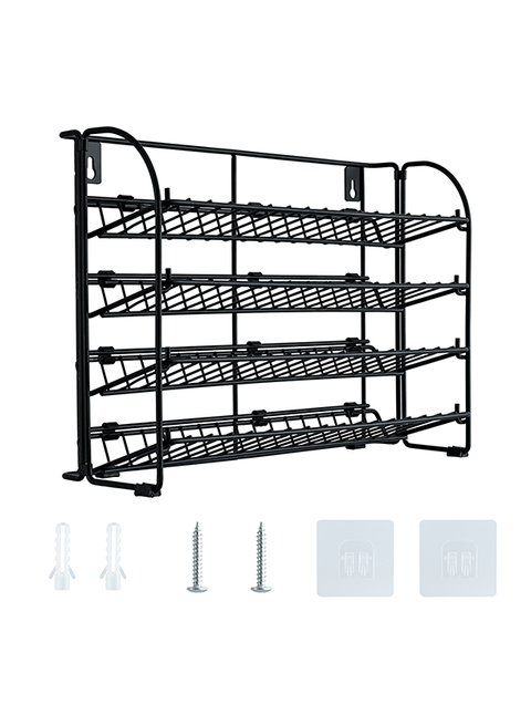 ToughHub 4 Tier Spice Rack Organiser – 2-in-1 Free Standing & Wall Mounted Iron Seasoning Rack