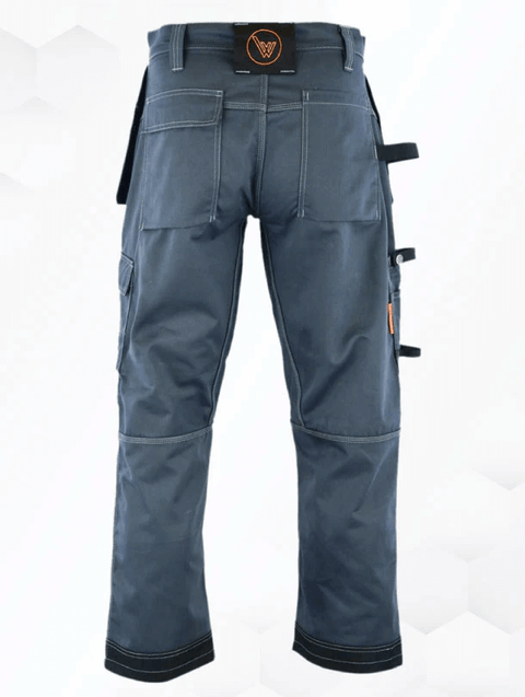 back side image - work trousers - grey-men work  trousers