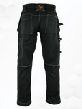 Work Trousers khaki-Builder trousers-multi pocket work trousers-back side image-black