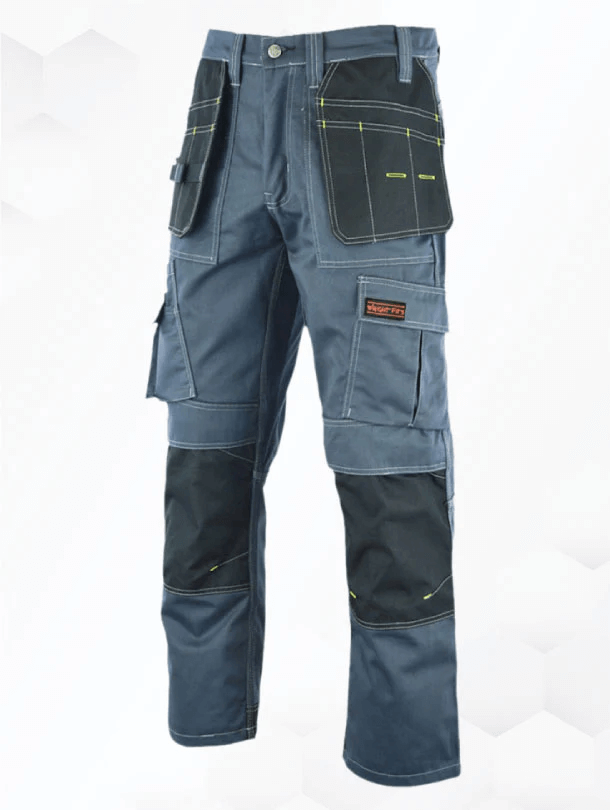 Ibex Elite4 Cargo Work Trousers For Builders & Warehouse - Black/Grey, Multiple Sizes (W28-W44)