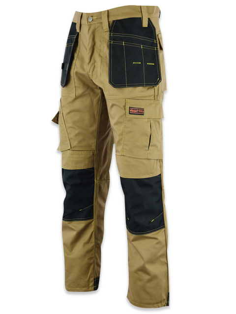 WrightFits Pro Builder Men's Work Trousers – Black Multi Pocket Cargo Workwear Heavy Duty Builder Tradesman Utility Trousers with Knee Pad Pockets