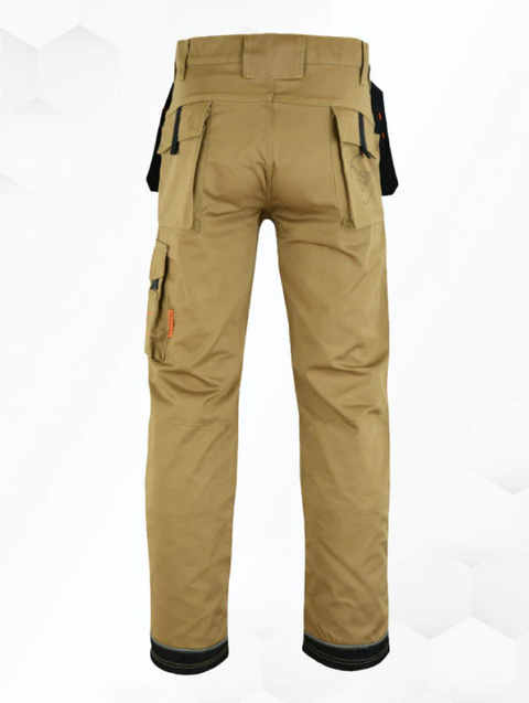 khaki work trousers-cargo trousers-back side image 