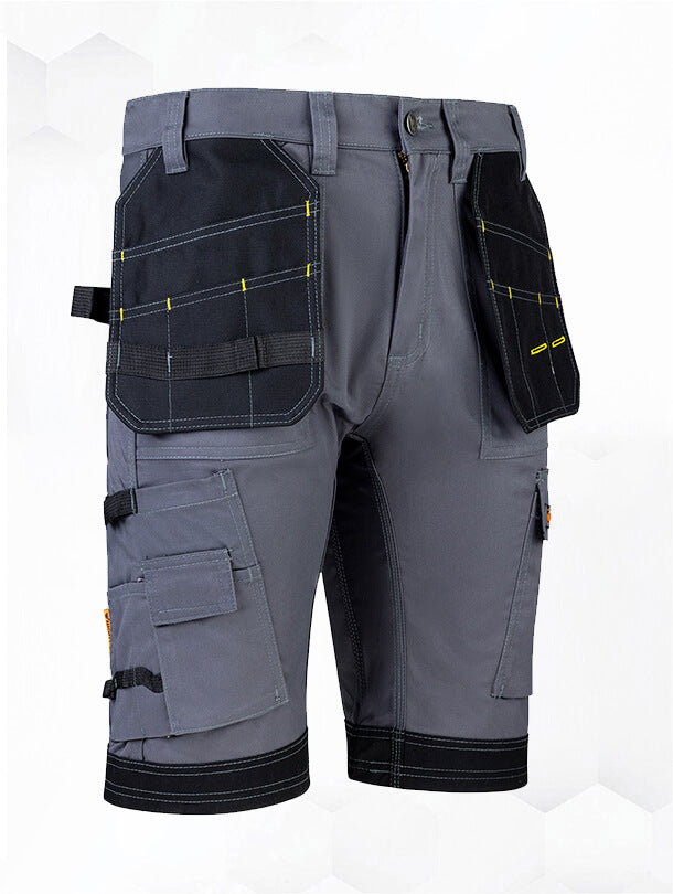 WrightFits Short Cargo Homme - Short De Travail Été Multi-Poches, Triple Couture, Noir Ou Gris