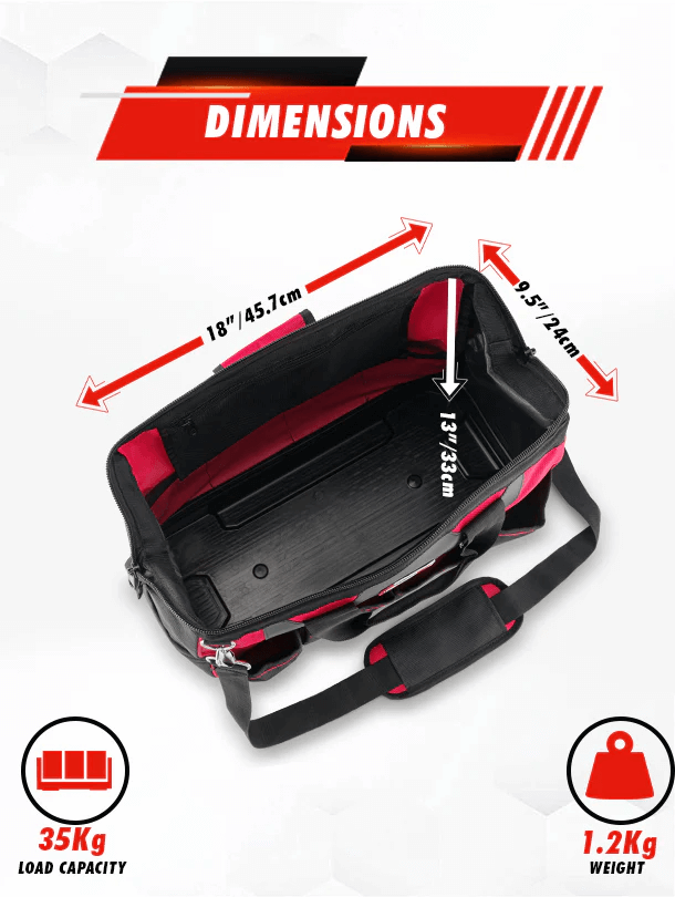 tool bag-tool organizer-tool storage-hard base tool bag-18 inch tool bag-dimensions