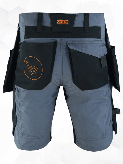 work shorts-wrightFits grey shorts-cargo work shorts-back side image