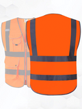 Back Side - JKSafety High Visibility Zipper Front Safety Vest with Reflective Strips