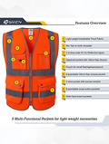 Detail - JKSafety High Visibility Zipper Front Safety Vest with Reflective Strips