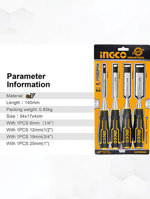Parameter Information - INGCO 4Pcs Wood Chisel Set Woodworking Carpenter Carving